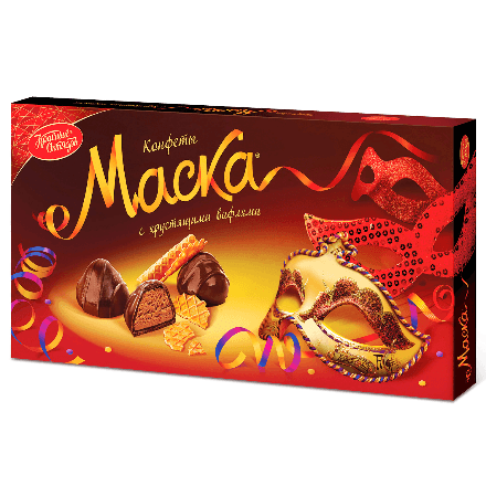 Конфеты в коробке «Маска», с хрустящими вафлями, 300 гр