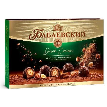 Конфеты в коробке Тёмный крем, целый фундук и ореховый крем, Бабаевский, 200 гр