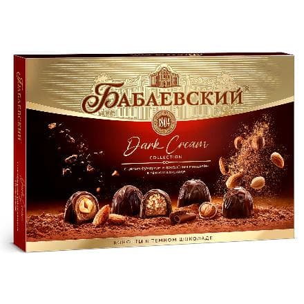 Набор конфет Тёмный крем, целый фундук и дробленый миндаль, Бабаевский, 200 гр