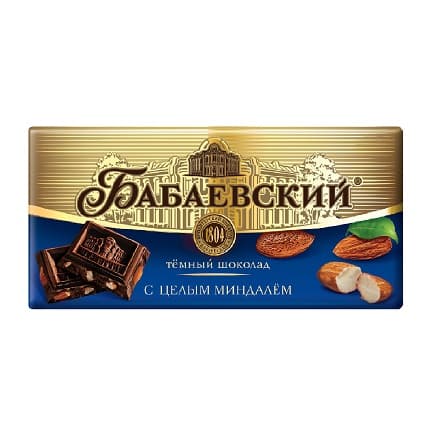 Шоколад Бабаевский темный с целым миндалем, 90 гр