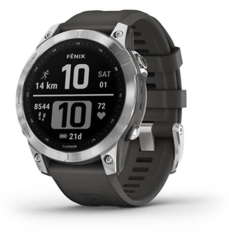 Умные часы Garmin Fenix 7, серебристый с графитовым ремешком — фото 1 из 8