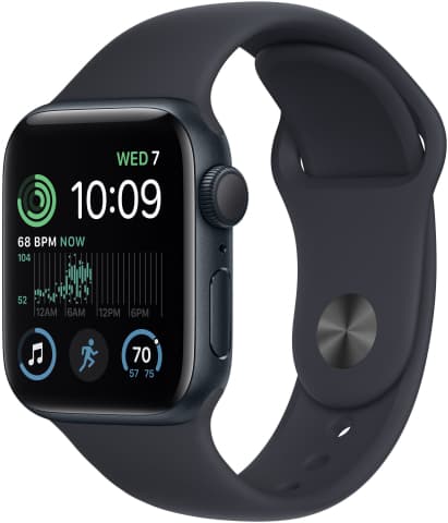 Apple Watch SE 2022, 40 мм, корпус из алюминия цвета «тёмная ночь», спортивный ремешок
