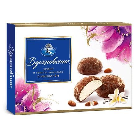 Зефир в темном шоколаде Вдохновение, с миндалем, 230 гр
