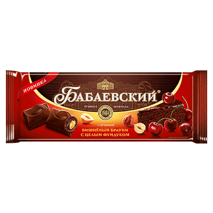 Шоколад Бабаевский со вкусом вишневый брауни и целым фундуком, 165 гр