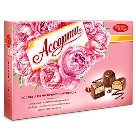 Конфеты в коробке Ассорти молочный шоколад, Красный Октябрь, 185 гр